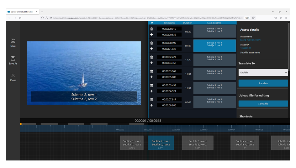 Icareus tekstitystyökalu